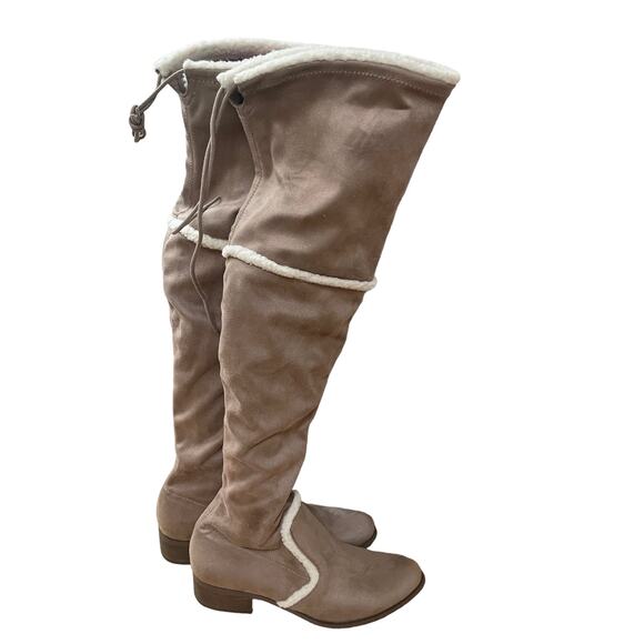 Charles David Gunter Taupe Over The Knee suede shearling Trim Boots Size 9.5 - Picture 4 of 10